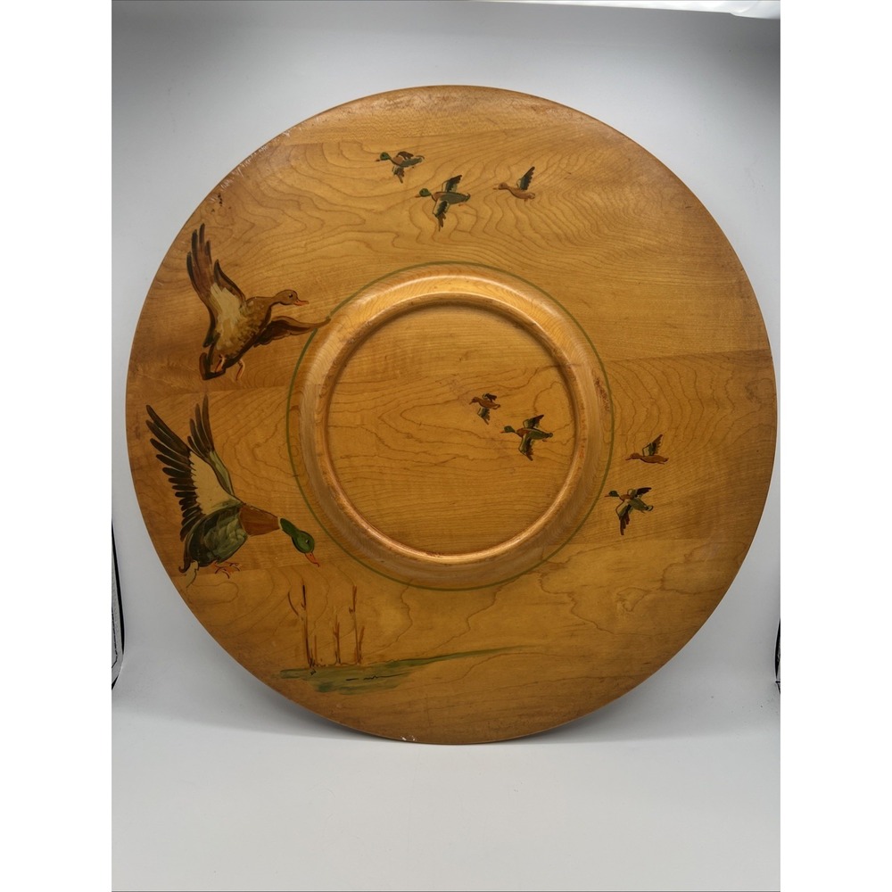 G.H.Specialty Milwaukee Maple Lazy Susan Flying Mallard Ducks 15.5" Country Chic